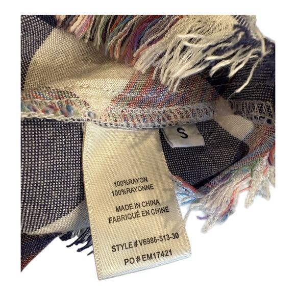 Chelsea & Violet Women’s Small Plaid Sleeveless Tank Dress/Tunic Halter Fringe - Picture 7 of 8